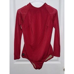 Kandi Kouture Red Dance Leotard Long Sleeve Size Adult Large